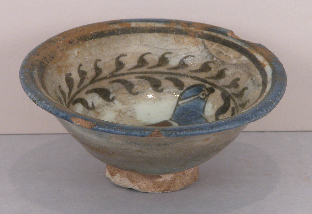 Bowl, Stonepaste; painted on opaque white ground under transparent glaze