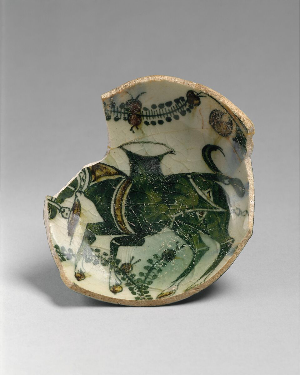 Fragment of a Bowl, Stonepaste; painted on opaque white ground under transparent glaze 