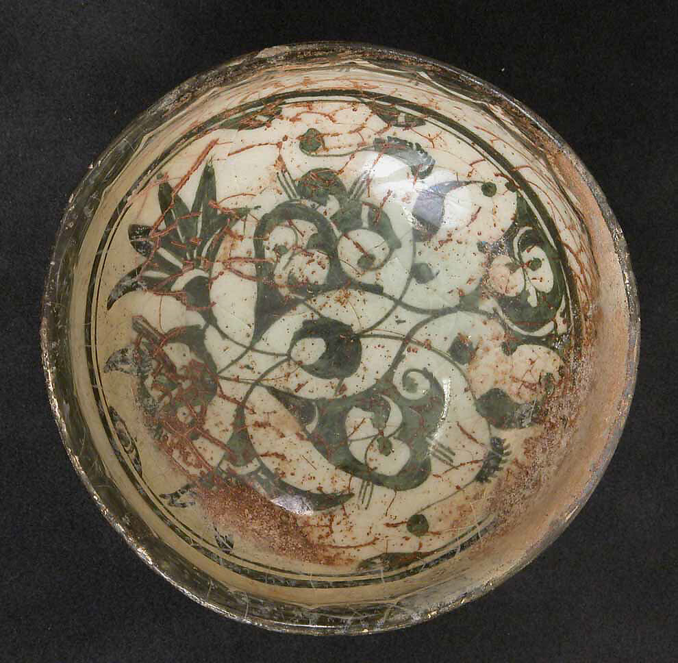 Bowl, Stonepaste; painted on an opaque white ground under transparent glaze 