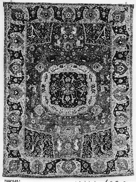 Carpet, Silk (warp) cotton (weft), wool (weft and pile); asymmetrically knotted pile