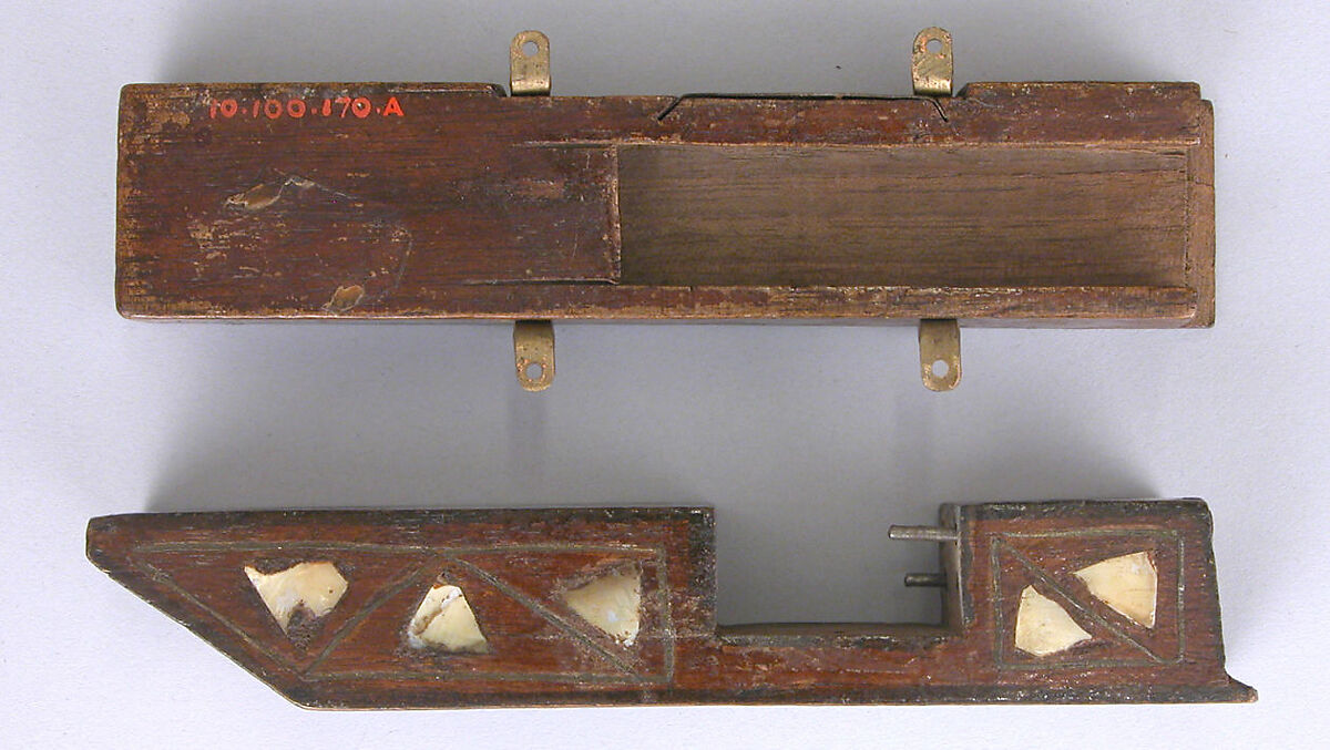 Lock or Thumbler or Pin, Wood; carved, inlaid