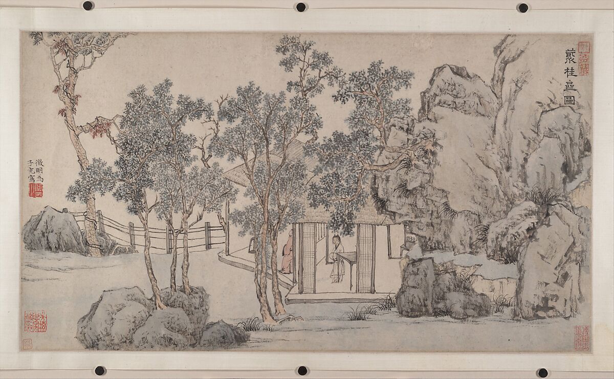 The Cassia Grove Studio, Wen Zhengming (Chinese, 1470–1559), Handscroll; ink and color on paper, China