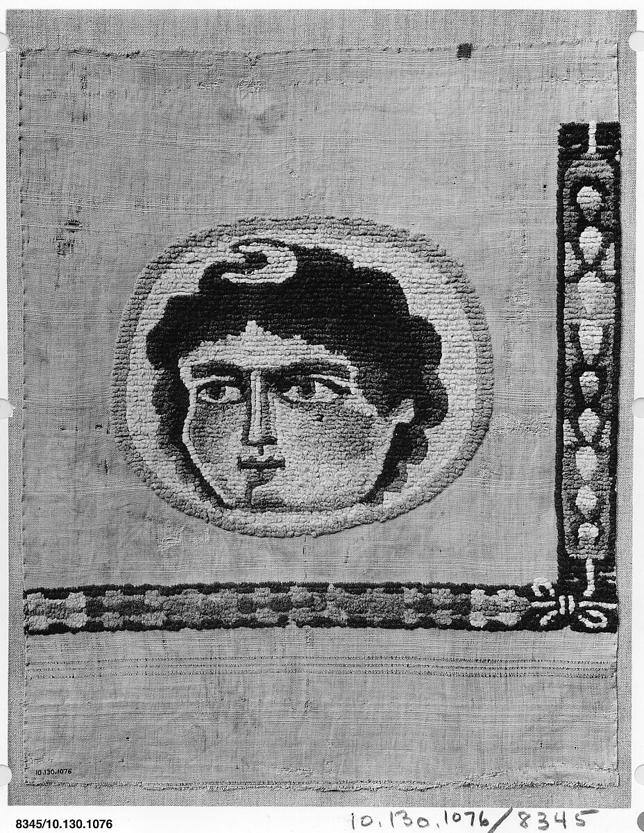 Coptic Textile Fragment with Image of a Goddess, Linen, wool; plain weave, weft-loop pile