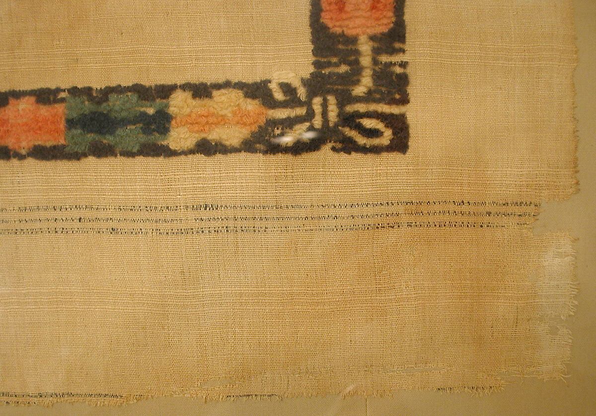 Coptic Textile Fragment with Image of a Goddess, Linen, wool; plain weave, weft-loop pile