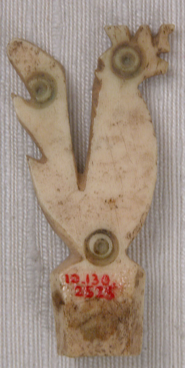 Ornament or Head of a Pin, Bone; incised and inlaid with paint