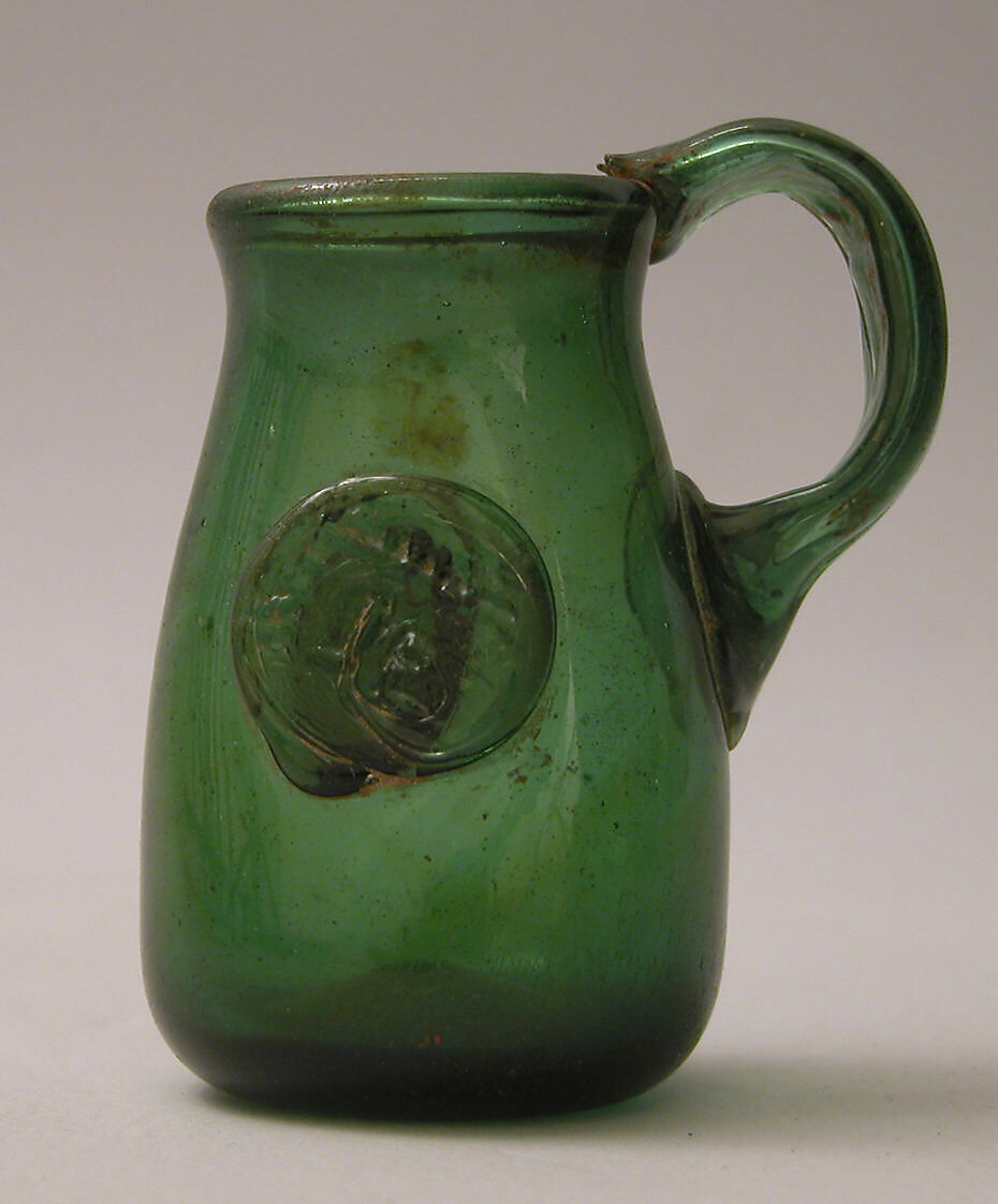 Measuring Cup, Glass; blown, impressed; worked on the pontil