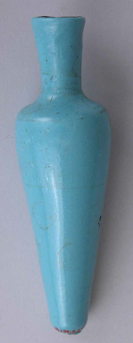 Cosmetic Flask (Mukhula) of Opaque Turquoise Glass, Glass; blown, cold-painted 