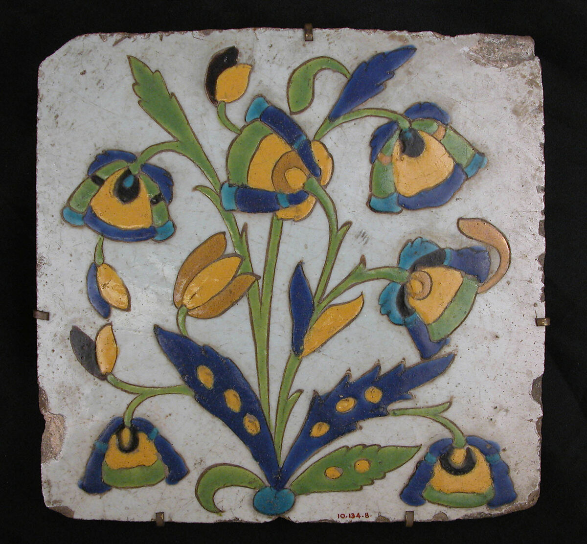 Tile, Stonepaste; glazed 