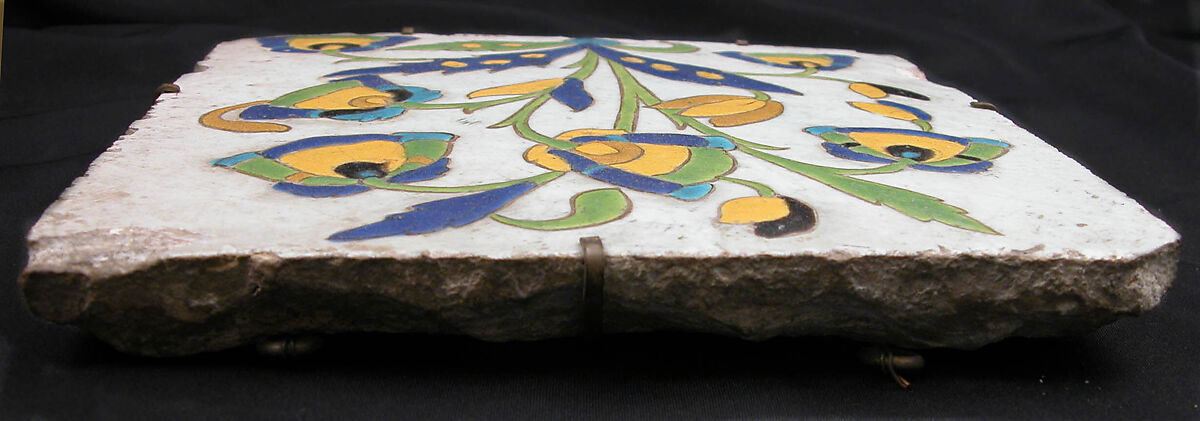Tile, Stonepaste; glazed