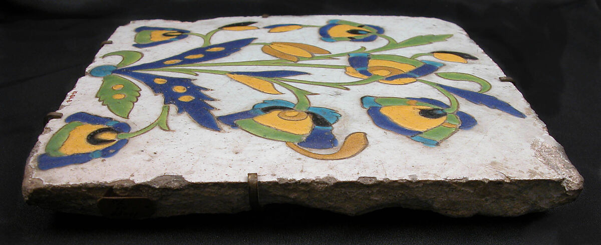 Tile, Stonepaste; glazed