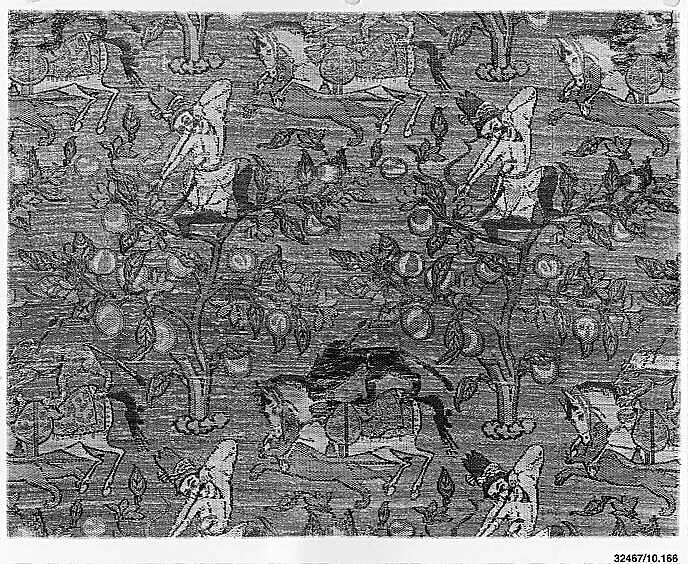 Brocade with Hunting Scene, Silk, metal wrapped thread; taqueté