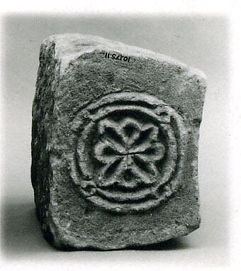 Block from an Arch with a Rosette Medallion, Sandstone; carved in relief 