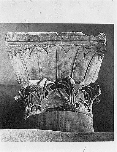 Capital with Acanthus and Palm Leaves, Limestone; carved in relief
