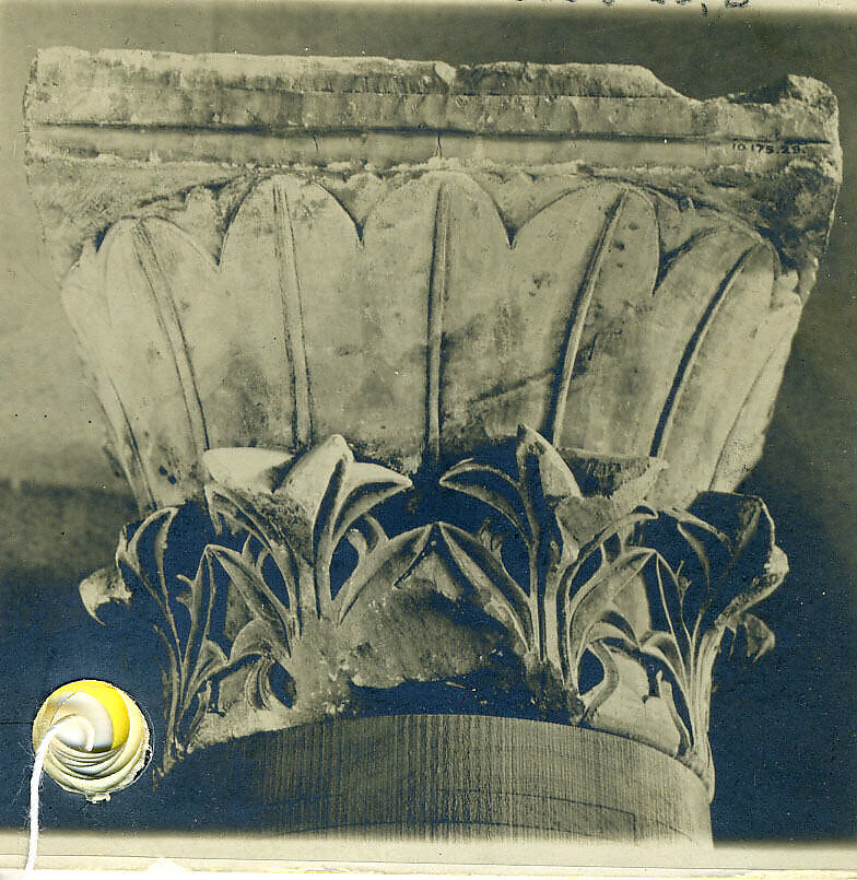 Capital with Acanthus and Palm Leaves, Limestone; carved in relief 