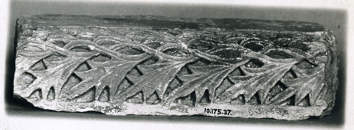 Fragment from a Molding with Intertwined Vines and Acanthus Leaves, Limestone; carved in relief