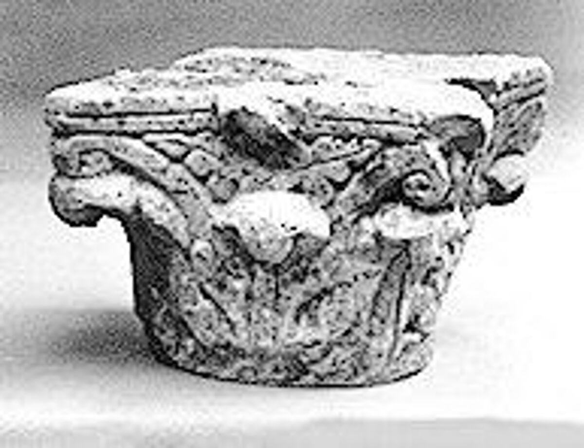 Capital with Leaves, Limestone; carved in relief