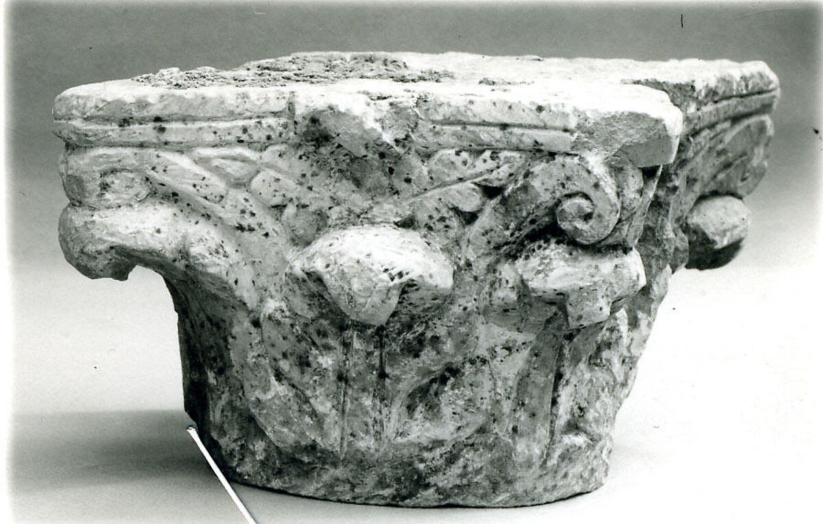 Capital with Leaves, Limestone; carved in relief 