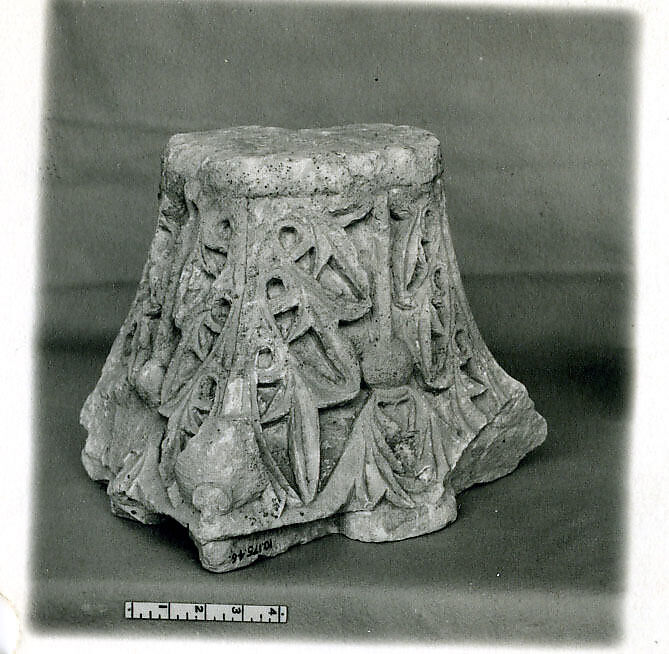 Capital with Acanthus Leaves, Limestone; carved in relief
