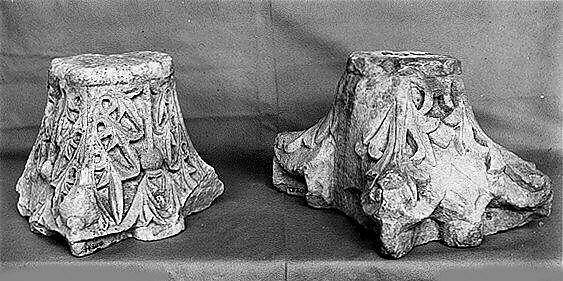 Capital, Limestone; carved in relief