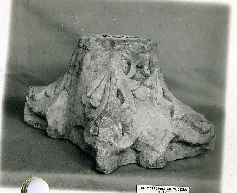 Capital, Limestone; carved in relief