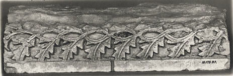 Fragment of Molding with a Leaves Pattern, Limestone; carved in relief 