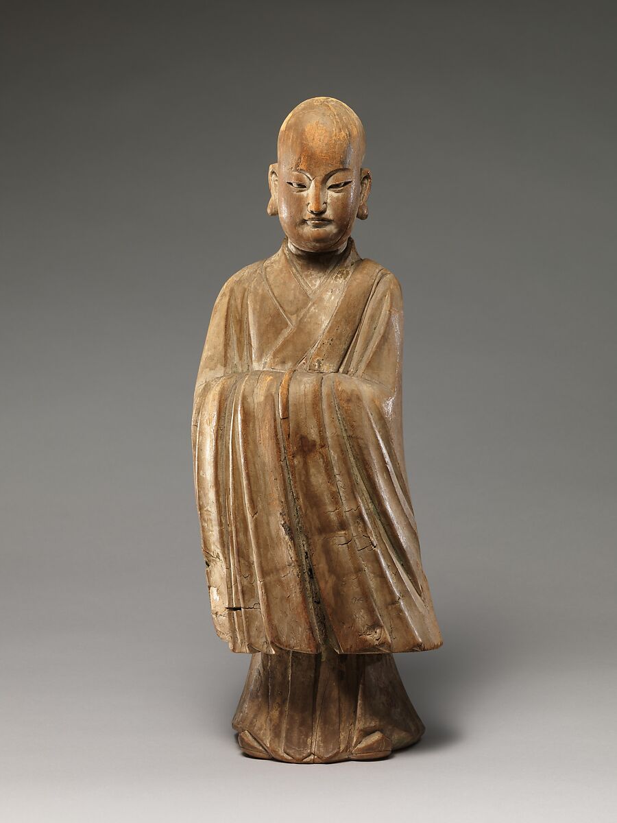Arhat (Luohan), Wood (willow) with traces of pigment, single-woodblock construction, China