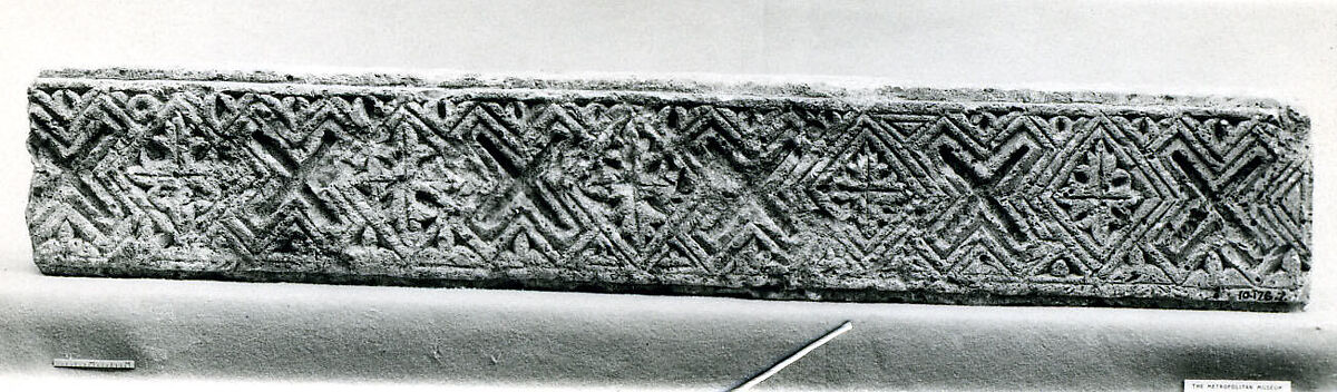 Fragment of a Frieze with a Geometrical Pattern, Limestone; carved in relief 