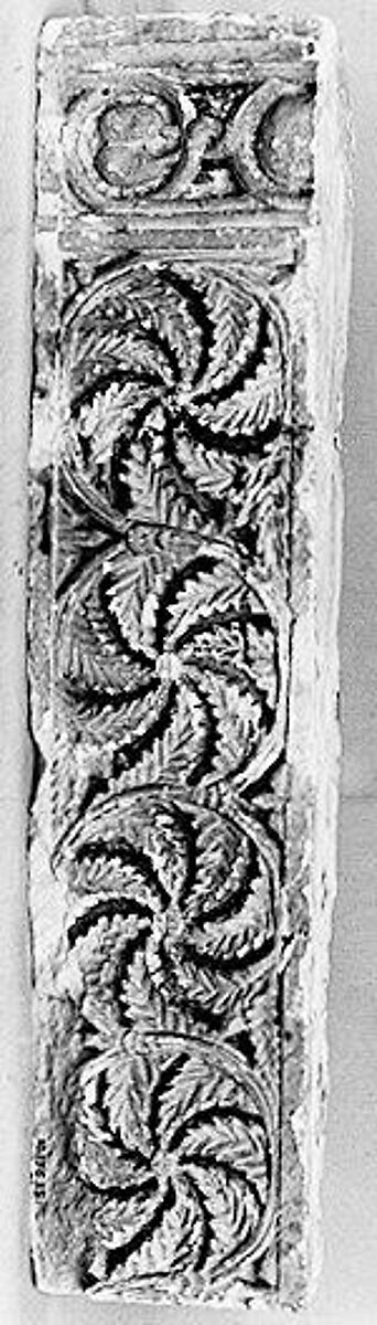 Fragment from a Frieze with Acanthus-Leaf Wheels, Limestone; carved in relief 