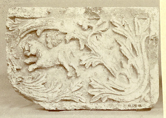 Fragment of a Frieze with a Quadruped, Limestone; carved in relief 