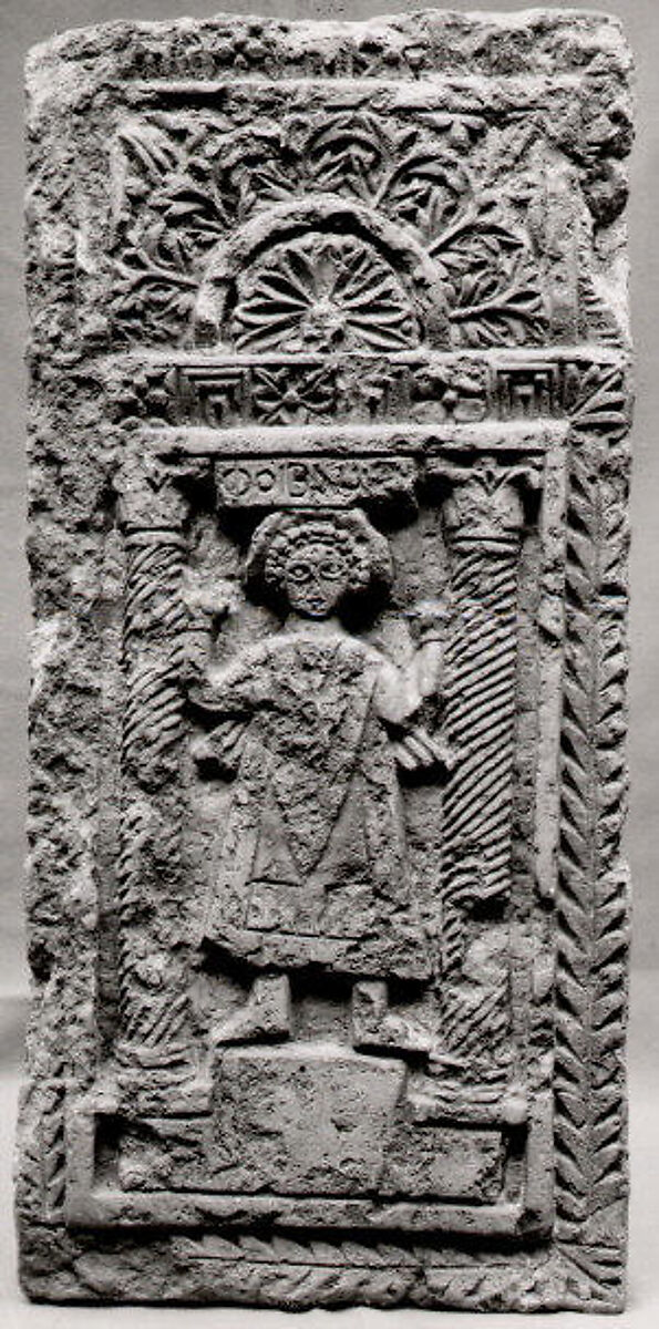 Funerary Stele with Orant Figure in Architectural Frame, Limestone; carved in relief 