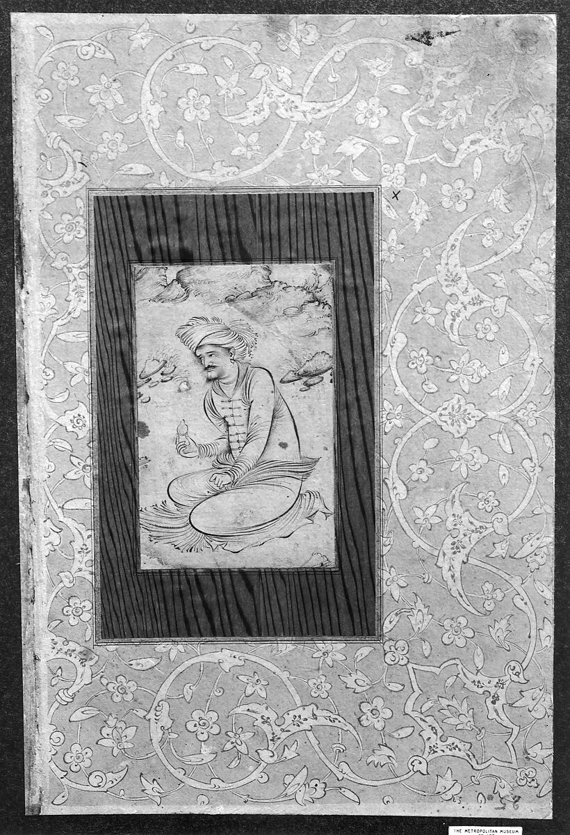 Seated Man in the Wilderness, Ink and gold on paper