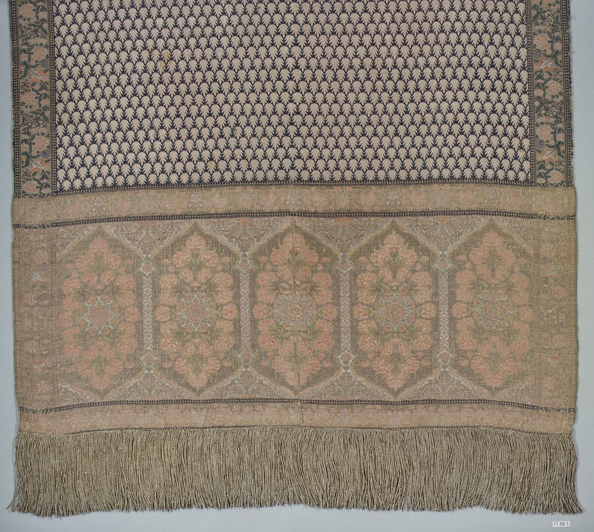 Sash, Silk, metal thread