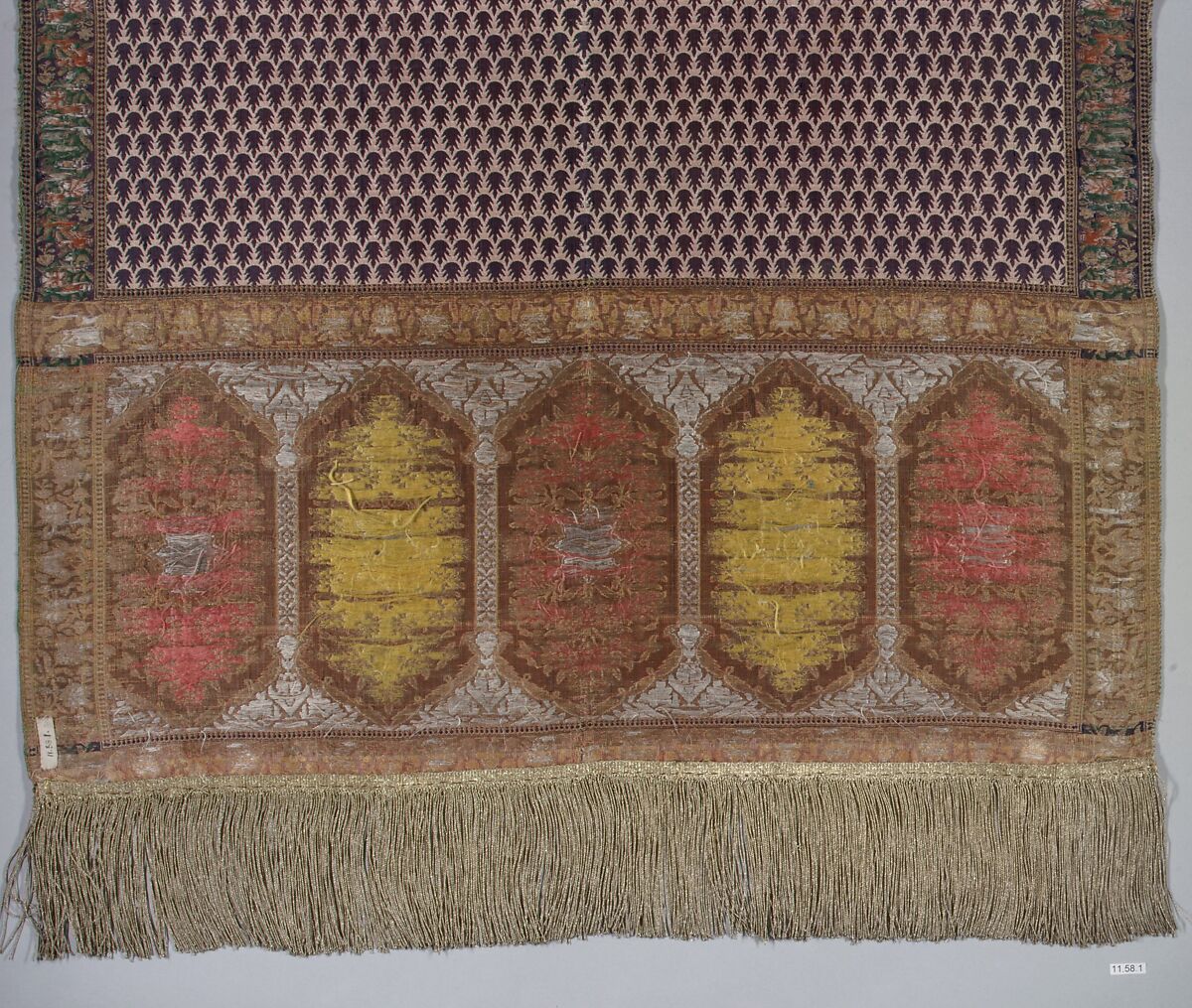 Sash, Silk, metal thread
