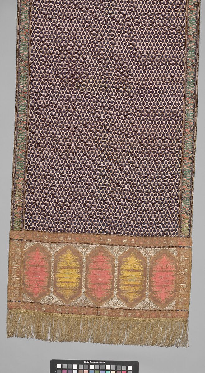 Sash, Silk, metal thread