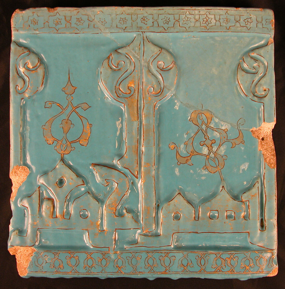 Tile from a Frieze, Stonepaste; overglaze painted (so-called mina'i) 