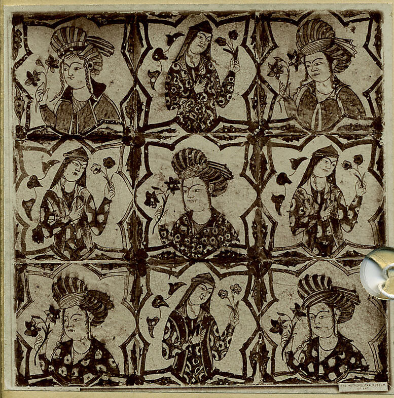 Tile Panel, Stonepaste; polychrome underglaze painted under colorless glaze