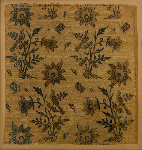 Textile Fragment with Flowers, Birds and Butterflies