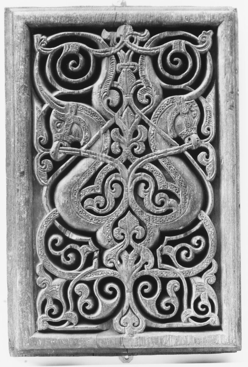 Panel with Horse Heads, Wood (teak); carved