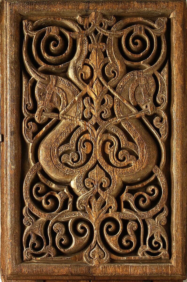 Panel with Horse Heads, Wood (teak); carved