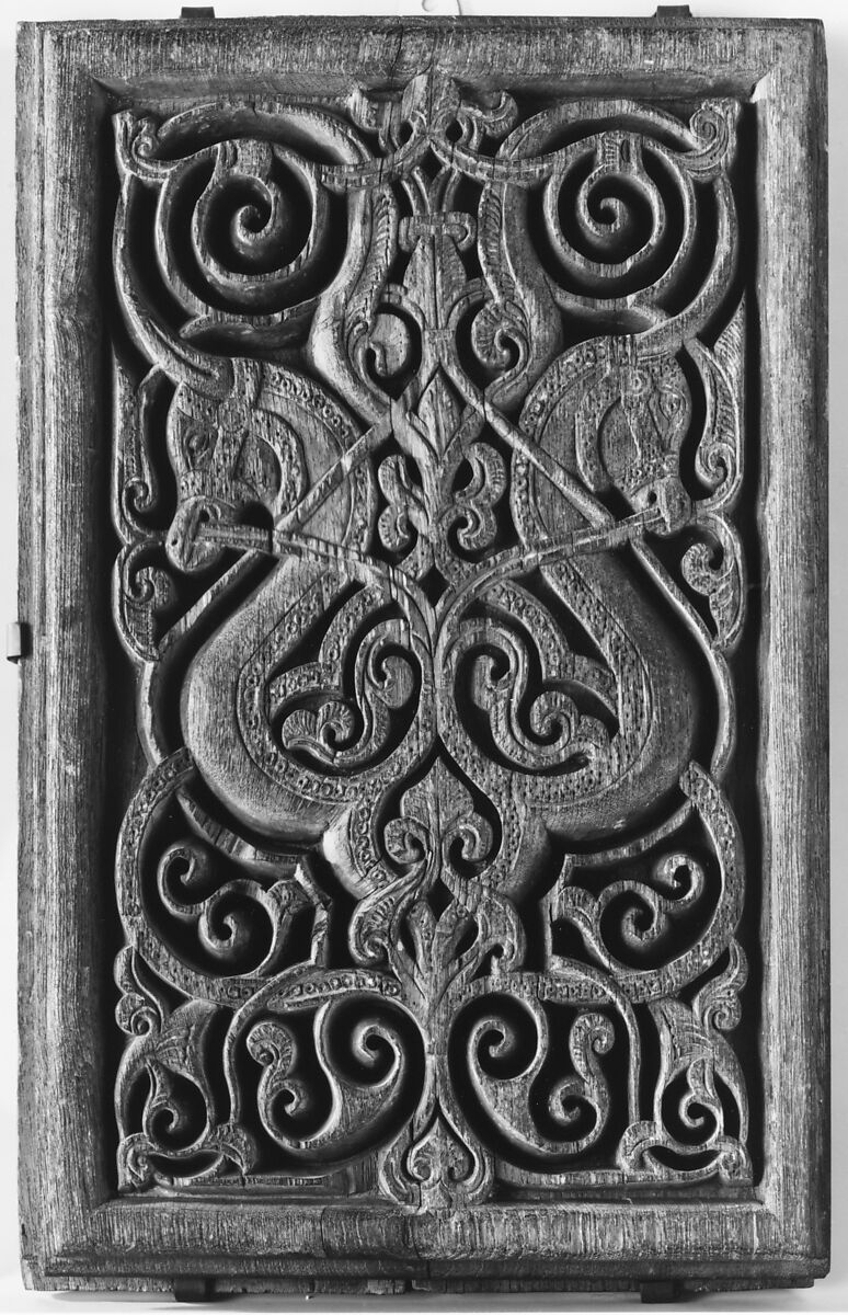 Panel with Horse Heads, Wood (teak); carved