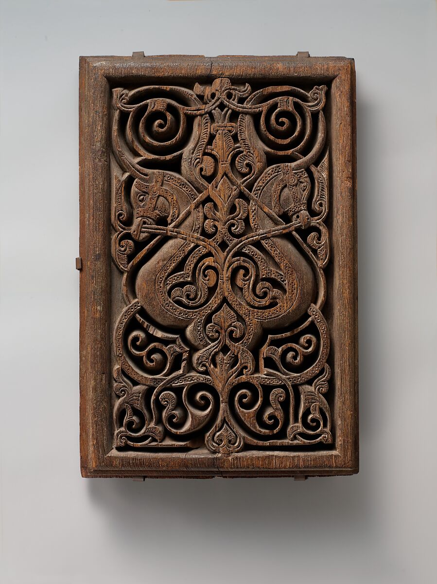 Panel with Horse Heads, Wood (teak); carved