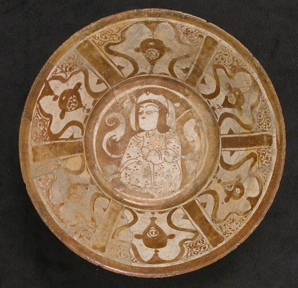 Bowl, Stonepaste; luster-painted on opaque white glaze 