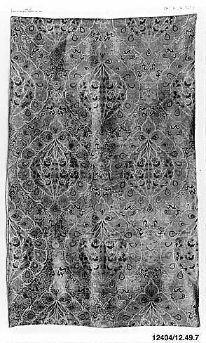 Brocade, Silk, metal wrapped thread; brocaded