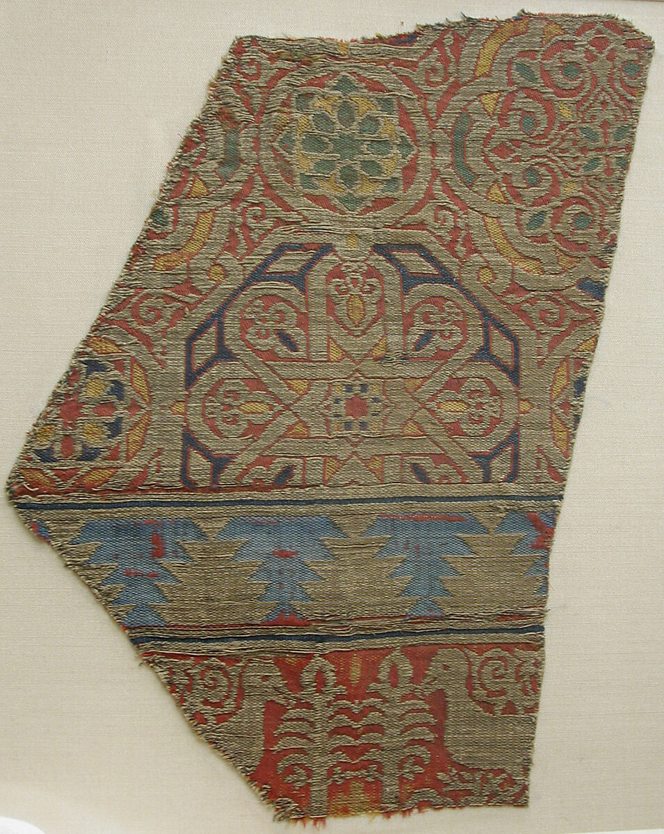 Textile Fragment, Silk, metal wrapped thread; lampas