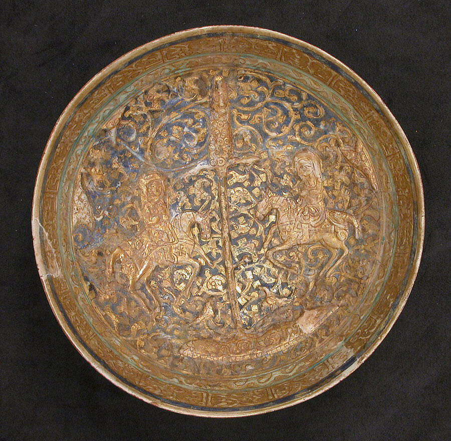 Bowl, Stonepaste; stain and overglaze painted (so-called mina'i) 