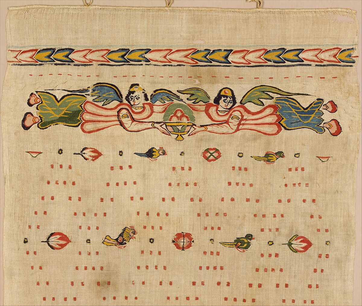 Hanging with Nikes Holding Bowl of Fruit, Linen, wool