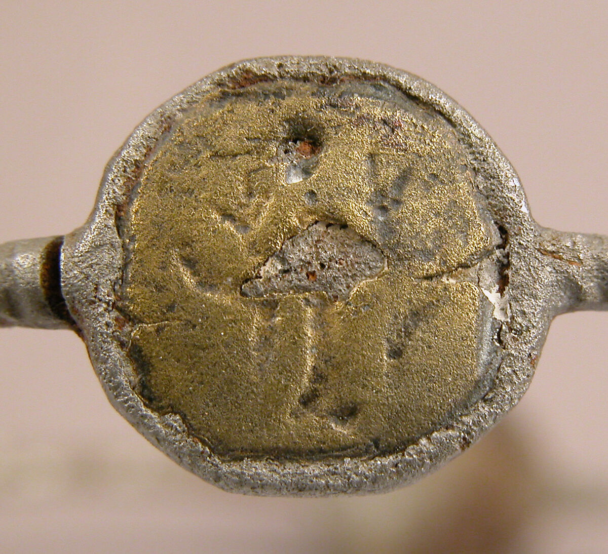 Bracelet with Holy Figures, Iron; inlaid with copper disks