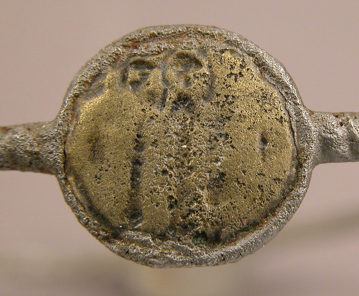 Bracelet with Holy Figures, Iron; inlaid with copper disks