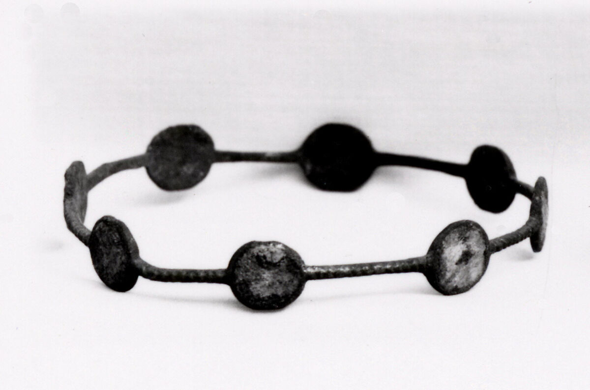 Bracelet with Holy Figures, Iron; inlaid with copper disks