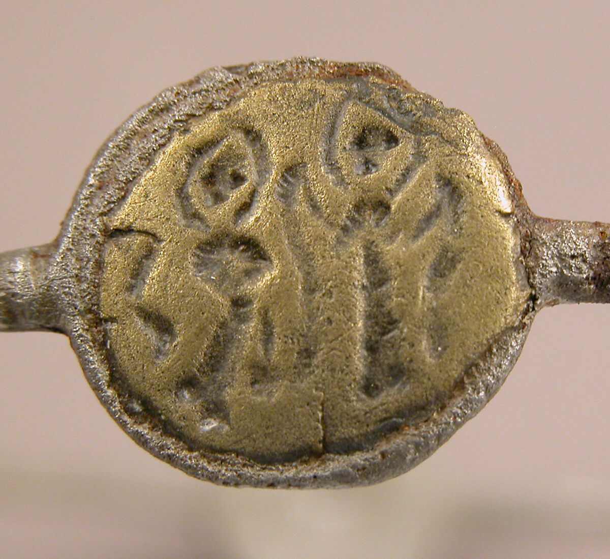 Bracelet with Holy Figures, Iron; inlaid with copper disks